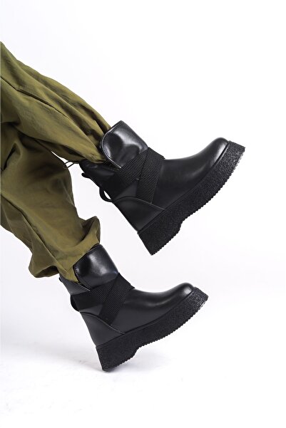 Shoesers Γυναικείες μπότες χιονιού με χοντρή σόλα με ελαστική γούνα στο εσωτερικό