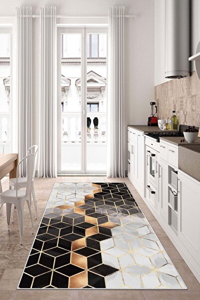 Confidence Home Makinede Yıkanabilir Kaymaz Taban Leke Tutmaz Siyah Mutfak Ha...