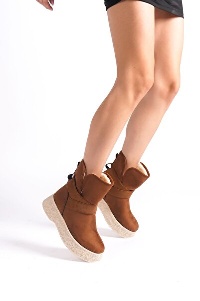 Shoesers Kadın Süet Kalın Tabanlı Lastikli İçi Kürklü Kar Botu