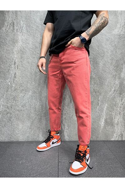 ayakuydur Men's Brick Colored Jeans