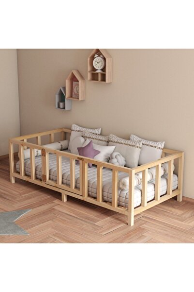 zerkaconcept Lara Doğal Ahşap Montessori Çocuk Yatak Karyola Beşik Ithal Çam ...