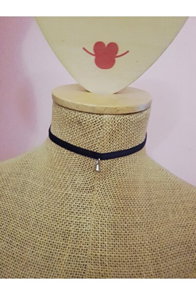 Nishstyle Gümüş Renk Su Damlası Uçlu 0,50 Cm Siyah Kadife Choker Kolye