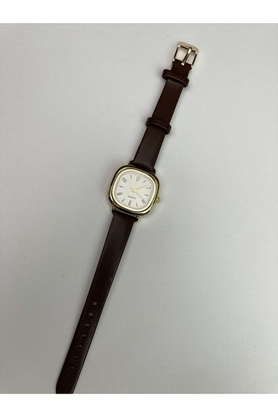 Ricardo Retro Minimal Women's Wristwatch with Brown Leather Strap