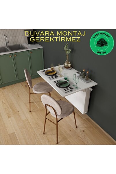 Ankara Orman Ürünleri Petek Üstü Raf Masa - Oval Köşeli  Duvara Montaj Gerektirmez - Mutfak Masası - Çalışma Masası
