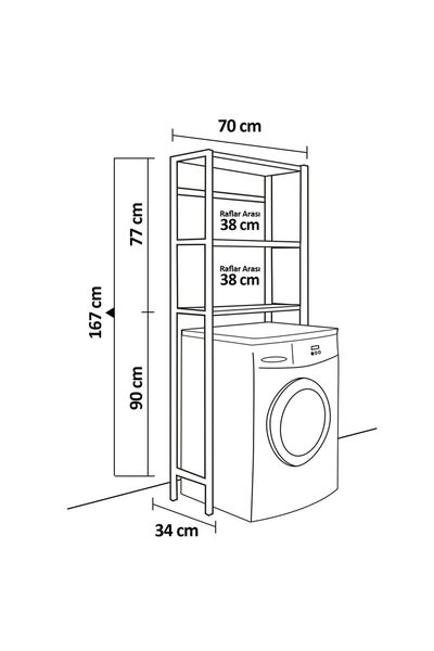 eportatif Çamaşır Makinesi Üstü Düzenleyici Raf Banyo Dolabı Rafı Makina Üstü Dolap Raf Beyaz