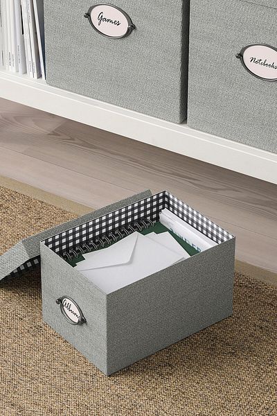 IKEA Kvarnvık Box with Lid Gray 18x25x15 cm