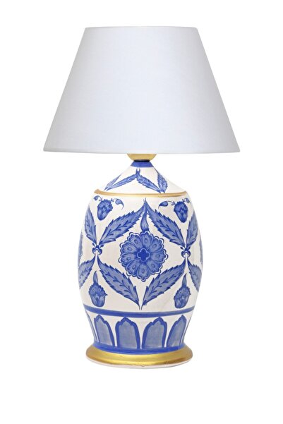 Vinner Handmade Ceramic Botanical Özel Tasarım Abajur - Siyah Bordürlü Mataro...