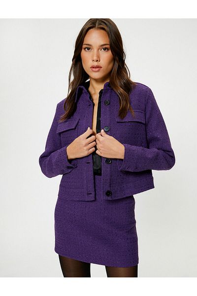 Koton Crop Tweed Jacket