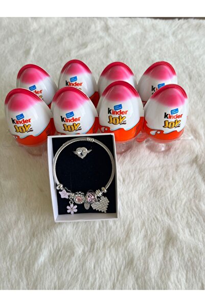 ALİDEM 8 kinder yumurta içinden çıkan kalpli yüzük ve charm bileklik