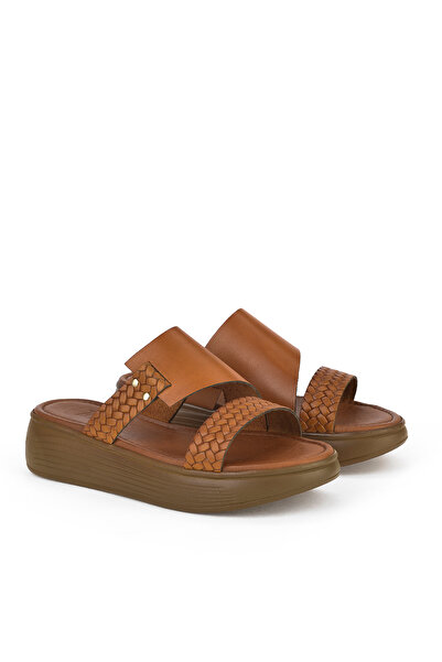 Ziya Γυναικείες παντόφλες από γνήσιο δέρμα - 1411010z500 Tan