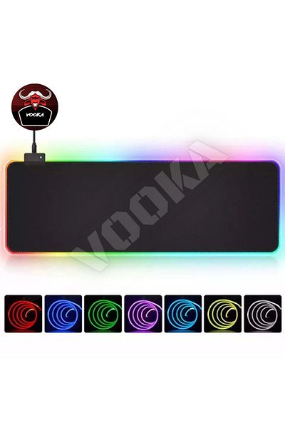 VOOKA لوحة ماوس الألعاب Trol Laxer X بإضاءة LED باللون الأسود الداكن بدون نمط RGB مضيئة مقاس 90 × 40 ملونة عالية الجودة