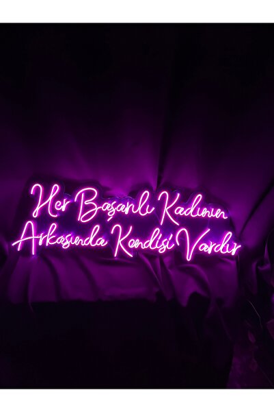 vinyuup Her Başarılı Kadının Arkasında - Dekoratif Duvar Aydınlatması Neon Le...