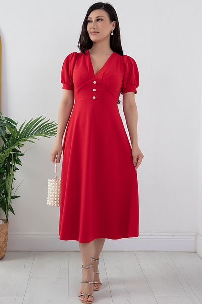 PULLIMM 2024-2086 Model Rochie Creponată - Cu Nasturi în față