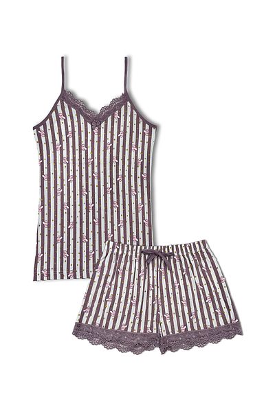 HNX Sur Lace Thin Straps Athlete Shorts Women's Pajamas Set