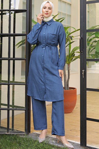 benguen 4035 Indigo Linen Set - Long Tunic