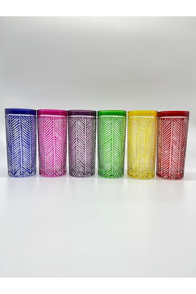 CS Home Design 6-Piece Palm Tree Patterned Soft Drink Glass Set