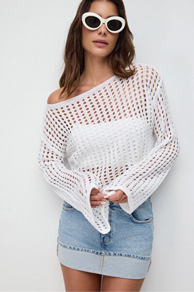 No Matter What Openwork Crop Knitwear Blouse - Relaxed Fit
