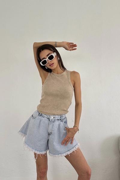 Eka Pantaloni scurți din blugi pentru femei Blue Jean - EKA-0961-8067