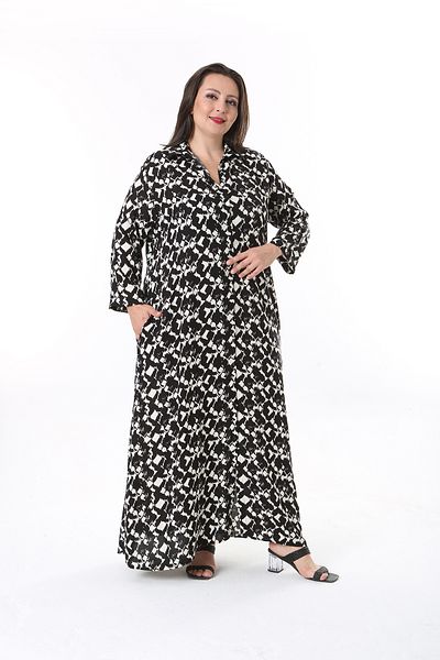 XL Modam Φόρεμα πουκάμισο βισκόζης με ασπρόμαυρο σχέδιο
