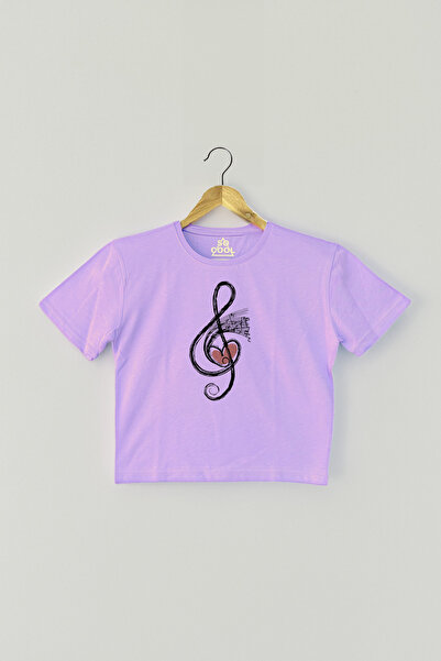 so cool Lilac Skraćeni kroj Music Note - Ključ A Flat Ljubičasta Ženska Majic...