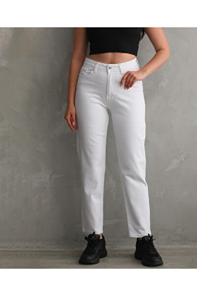 Rich Star Design de bază alb pentru blugi Mom