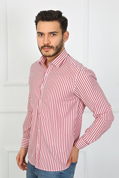 SAMSA Striped Slim Fit Easy Ironable Cotton Men's Shirt