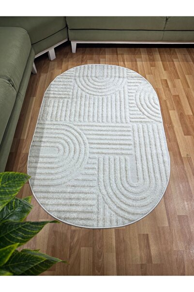 EY HOME Baskılı Kaymaz Taban Yıkanabilir Sade Desen Oval Yolluk Mutfak Salon ...