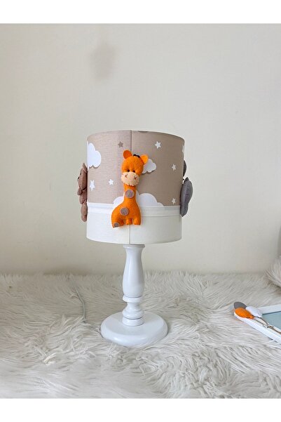 atölye ay ışığı Kahve Bulutlu Krem Renk Erkek Veya Kız Bebek Avize Abajur Çerçeve Seti