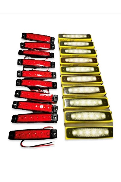 POLATLI OTO AKSESUAR Sanel (10 Adet) 6 Ledli Kırmızı Parmak Led 24v Lamba Bas...