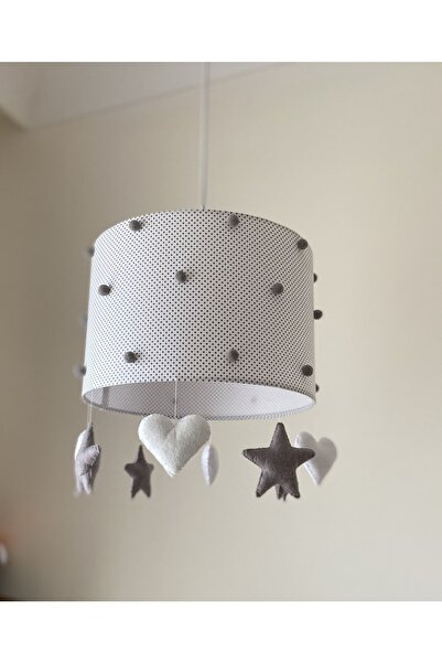 atölye ay ışığı Beyaz Gri Ponponlu Erkek Veya Kız Bebek Çocuk Odası Avize