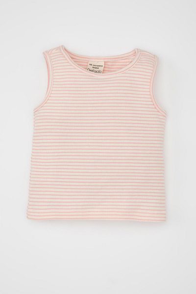 DeFacto Gestreiftes Unterhemd mit Rundhalsausschnitt für Baby-Mädchen - C8624A524SM