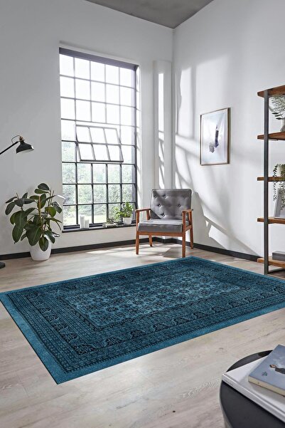 EY HOME Etnik Desen Baskılı Kaymaz Taban Yıkanabilir Modern Yolluk Salon Halısı
