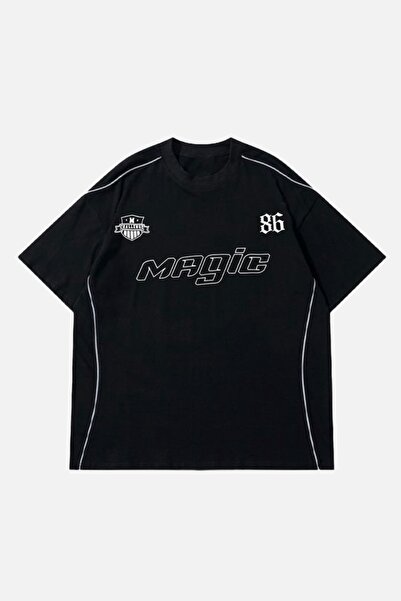 EFBUTİK تي شيرت سحري مخطط باللون الأسود للجنسين