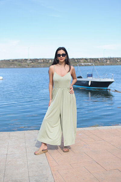 DelVino Modal Kumaş Sırt Dekolteli Tulum