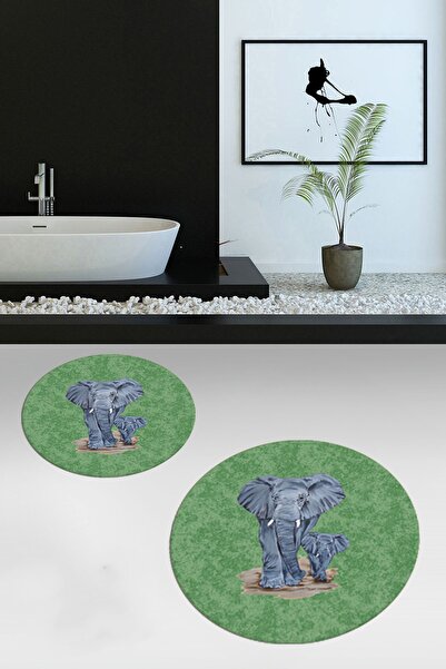 EY HOME Set de toaletă rotund pentru baie, lavabil, anti-alunecare, cu model modern de elefant