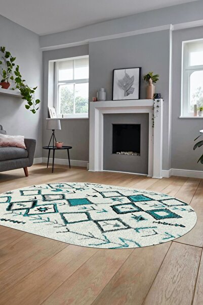 EY HOME Zarif İskandinav Kaymaz Taban Yıkanabilir Oval Yolluk Mutfak Salon Ha...