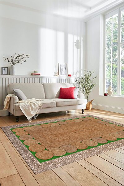 EY HOME Dijital Baskılı Kaymaz Taban Yıkanabilir Jüt-Hasır Mutfak Yolluk Kori...