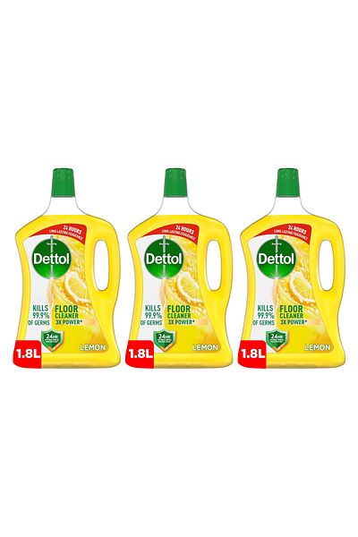 Dettol Lemon Antibacterial Power Floor Cleaner With 3 Times Powerful Cleaning, 1.8L Pack of 3