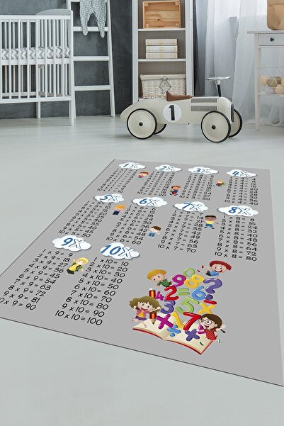 EY HOME Dijital Baskılı Kaymaz Taban Yıkanabilir Çarpım Tablosu Desenli Çocuk...