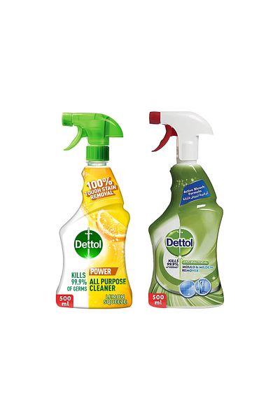 Dettol Lemon Home All Purpose Cleaner Trigger 500 ml + Mould & Mildew Remover, 500 ml Twin Pack