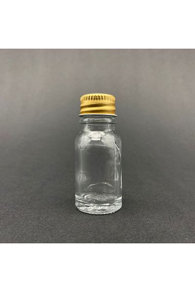 Juniberry 6 Pieces 10ml GOLD Transparent Mini Glass Shot Bottle with Metal Lid - with Plastic Lid, Multi-Purpose