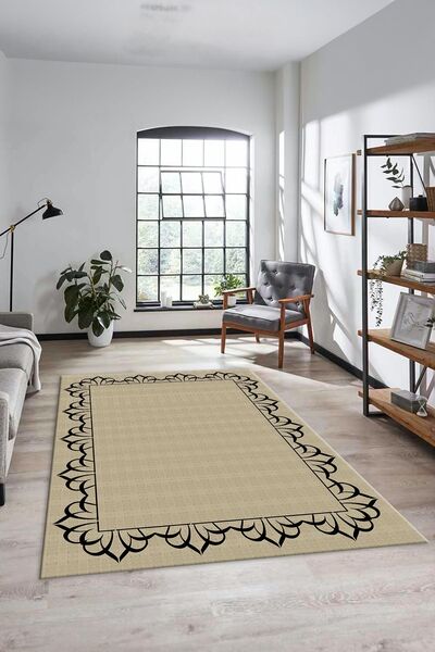 EY HOME Classic Jute Pattern Digital Non-Slip Base Washable Runner Carpet Hal...