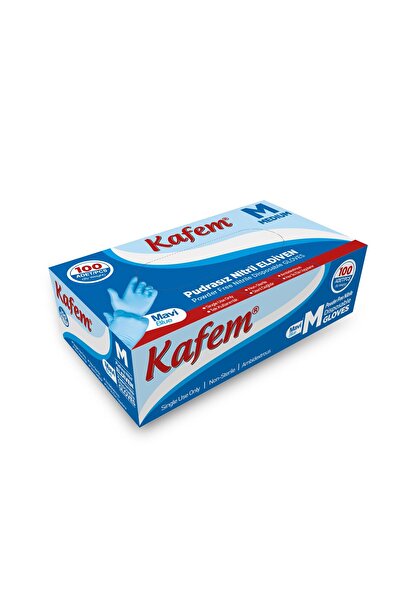 KAFEM Mavi Nitril Eldiven Pudrasız (M) 100 Lü