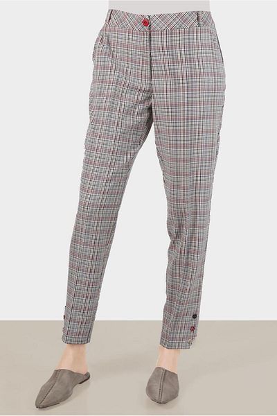 Alvina Plaid Patterned Buttoned Trousers - 70361
