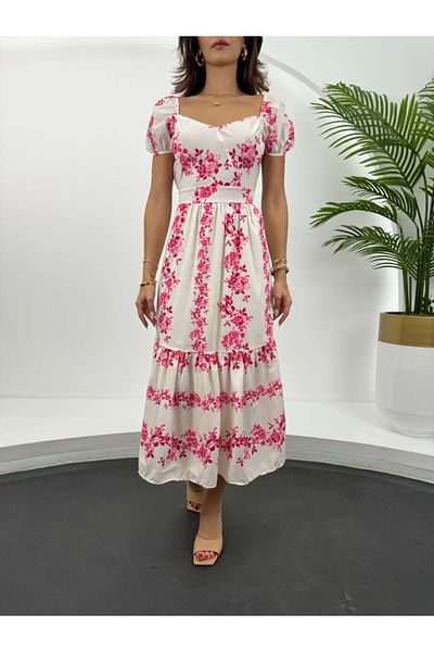 Elif Özbey Butik Φόρεμα Lavinia Pink Floral σχέδιο