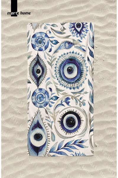 Marte Home عيون الشر - منشفة الشاطئ الملونة المطبوعة بخرز العين الشريرة