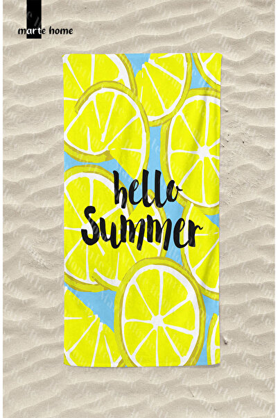 Marte Home منشفة شاطئ ملونة مطبوعة بالليمون من Hello SUMMER