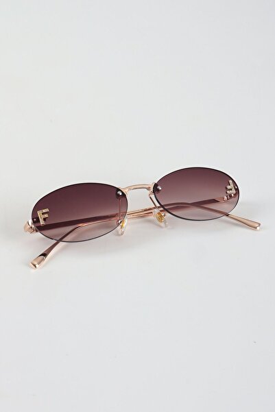 Kapin Fierx Oval Taşlı Tasarım Güneş Gözlüğü - Kahverengi Degrade
