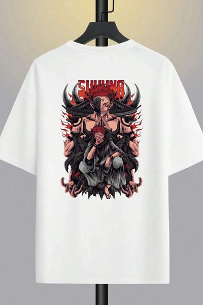 Massgai Jujutsu Kaisen: Yuji Ithadi Sakuna Unisex Design Printed Oversized Anime T-shirt 100% βαμβάκι