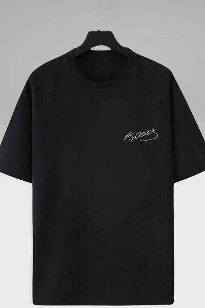 Massgai Tricou supradimensionat, 100% bumbac, cu semnătură K. Atatürk